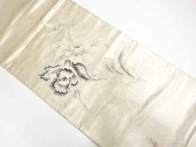 JAPANESE KIMONO / ANTIQUE ARTISTS HAND-PAINTED FLORAL PATTERN FUKURO O